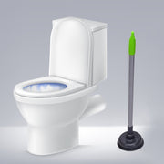 Heavy-duty toilet plunger with ergonomic handle for effective clog removal.