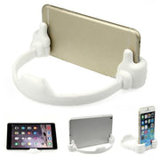 Stylish hand shape mobile stand providing hands-free phone support in a modern office.