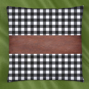 Stylish leather and cotton cushion covers adding a chic accent to a bedroom setting.