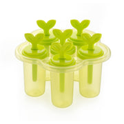Top-down view of an ice candy maker with six slots.