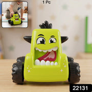 Assorted cartoon monster push back car toys in their colourful packaging.
