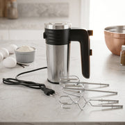 Multi speed hand mixer with stainless steel beaters for baking