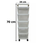Portable plastic drawer organizer with wheels for clothes and toys