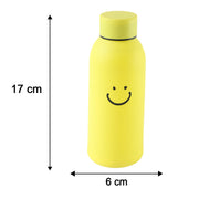 400 ML Smiley Face Glass Water Bottle with Silicone Sleeve for Office (1 Pc)