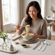Portable flatware set with pouch for lunch, picnics and travel